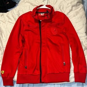 Ferrari Red Men's Zip-Up Sweater with Logo